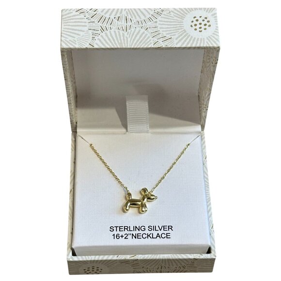 NEW Rachel Zoe Balloon Dog Gold over Sterling Silver 18" Necklace - Picture 2 of 5